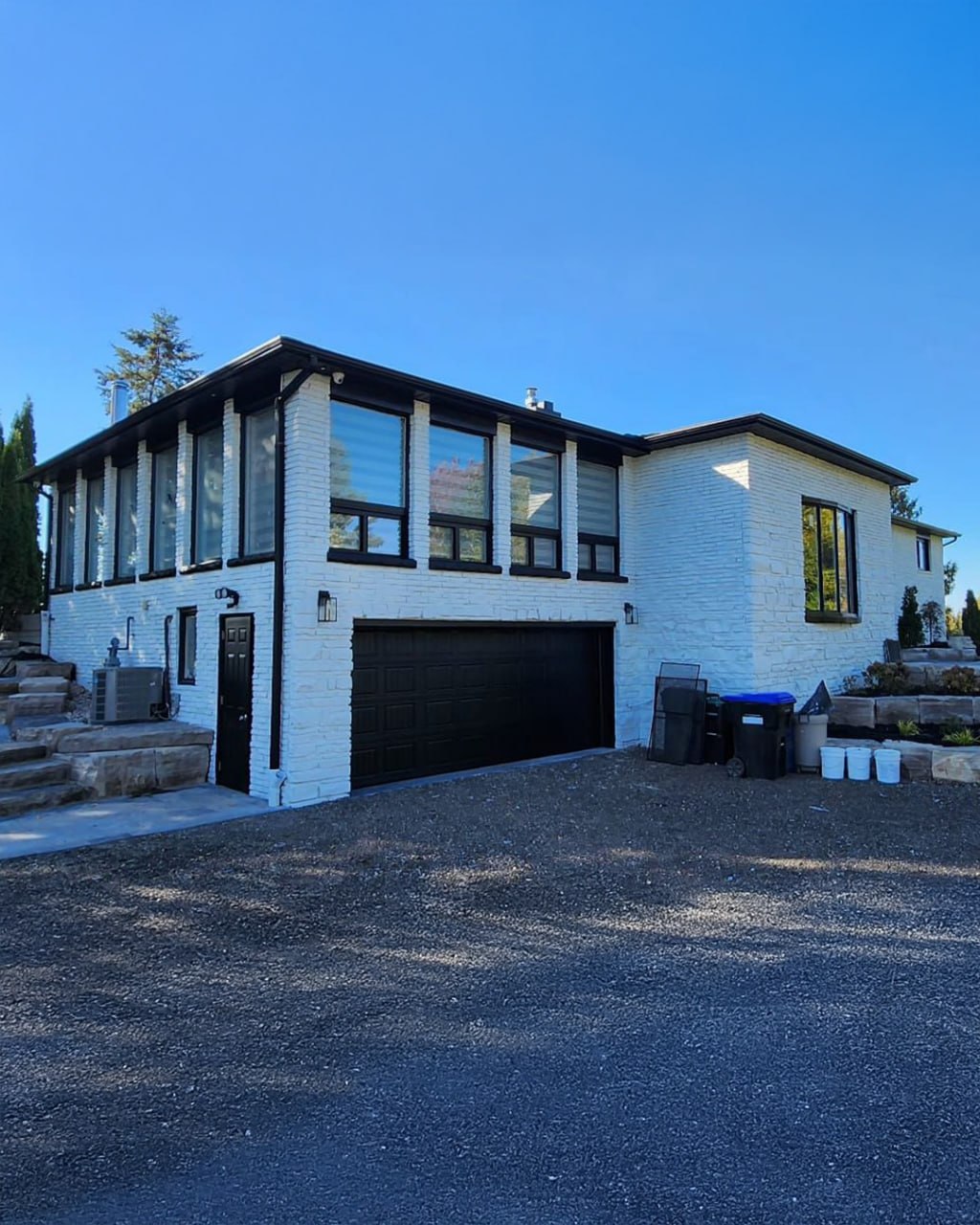 Brick home after white mineral staining
